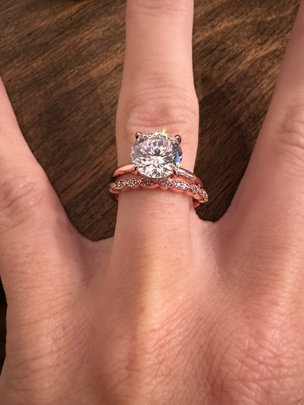 Modern Gents Rose Gold Bridal Ring Set 3ct